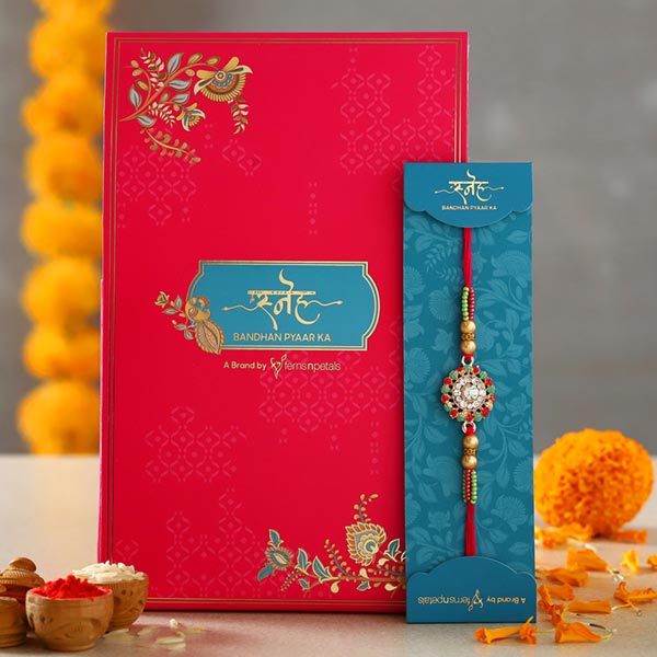 American Diamond Flower Designer Rakhi - Qatar