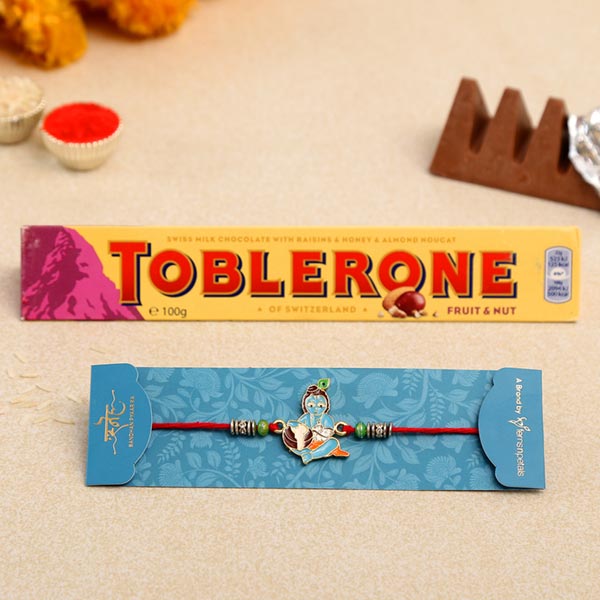 Spiritual Bal Krishna Kids Rakhi And Toblerone Chocolate