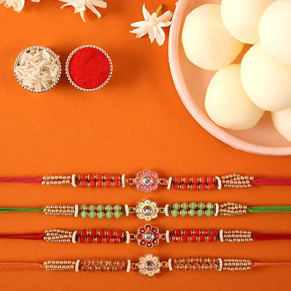 Meenakari Rakhi Set & Rasgullas - For Qatar