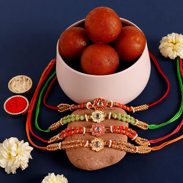 Meenakari Rakhi Set & Gulab Jamun - For Qatar