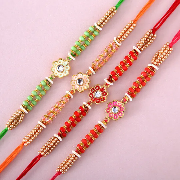 Colourful Pearl Rakhi Set Of 5 - For Qatar