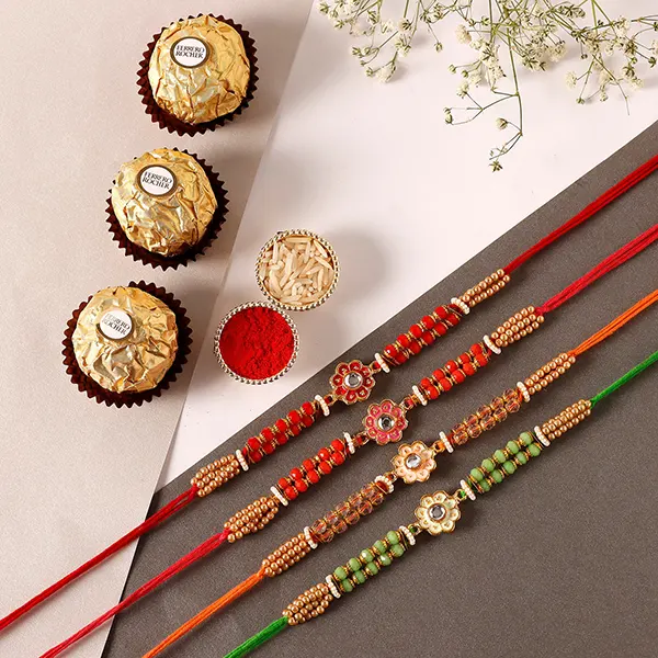 Meenakari Rakhi Set & Ferrero Rocher - For Qatar