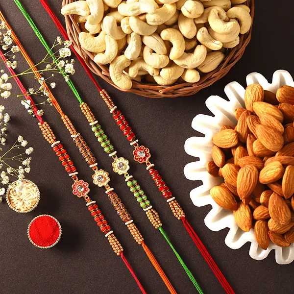 Meenakari Rakhis With Almonds & Cashews - For Qatar