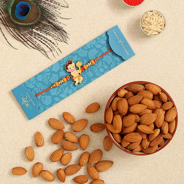 Bal Hanuman Kids Rakhi And Healthy Almonds - For Qatar