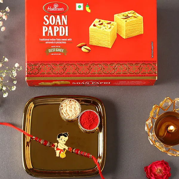 Holy Bal Hanuman Kids Rakhi & Soan Papdi - For Qatar