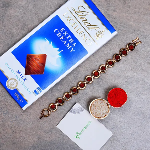 Divine Red Rudraksh Bracelet And Lindt Chocolate - For Qatar