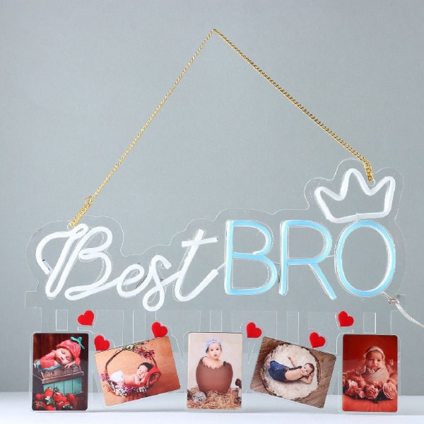 Best Bro Neon Light Wall Hanging with 5 Personalized Frames