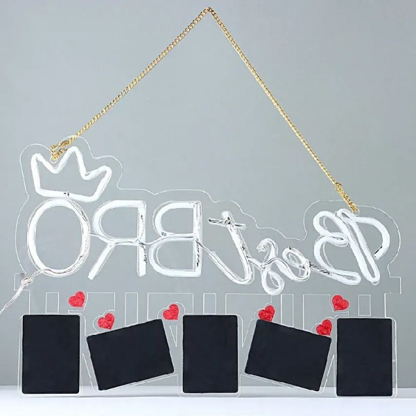 Best Bro Neon Light Wall Hanging with 5 Personalized Frames