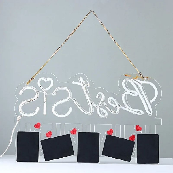 Best Sis Neon Light Wall Hanging with 5 Personalized Frames