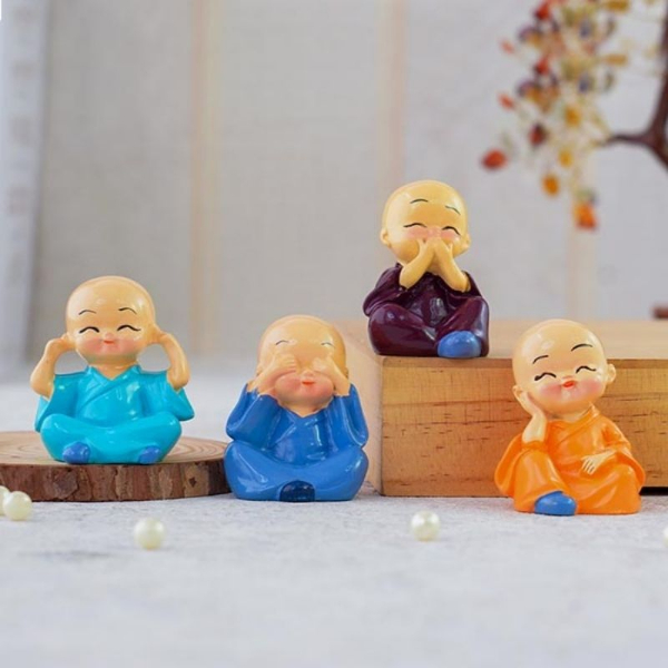 Cute Buddha Monk Figurines for Home Décor