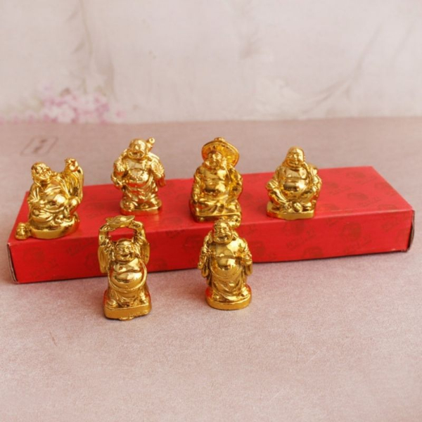 Set of 6 Mini laughing Buddha