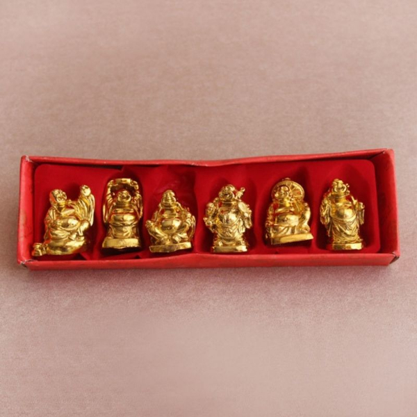 Set of 6 Mini laughing Buddha