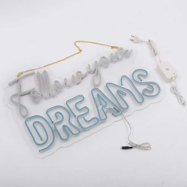 White and Blue Neon Light