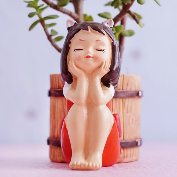 Jade Plant with Little Angel Pot