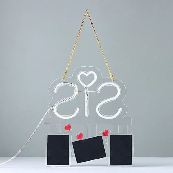 Sis Neon Light Wall Hanging with 3 Personalized Frames
