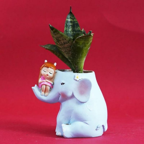 Snake Plant with Elephant Designed Pot