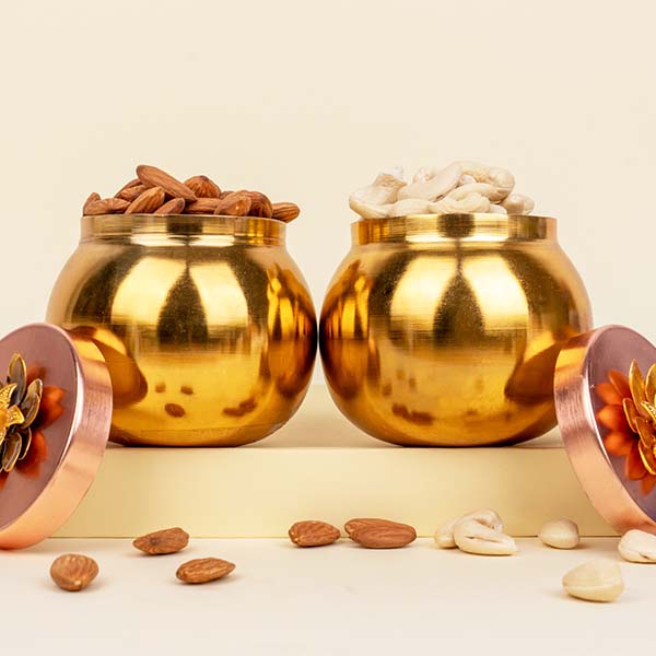 Dry Fruits with Golden Containers Gift Pack