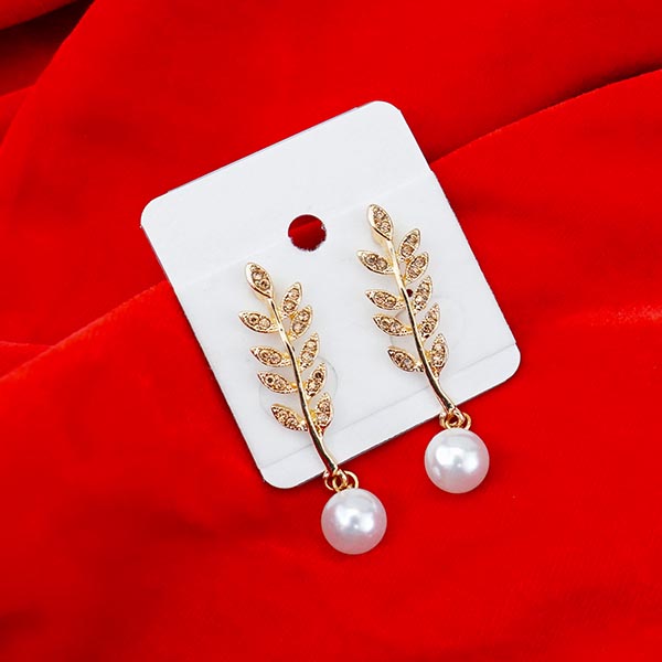 Dazzling Stone Studded Golden Earrings