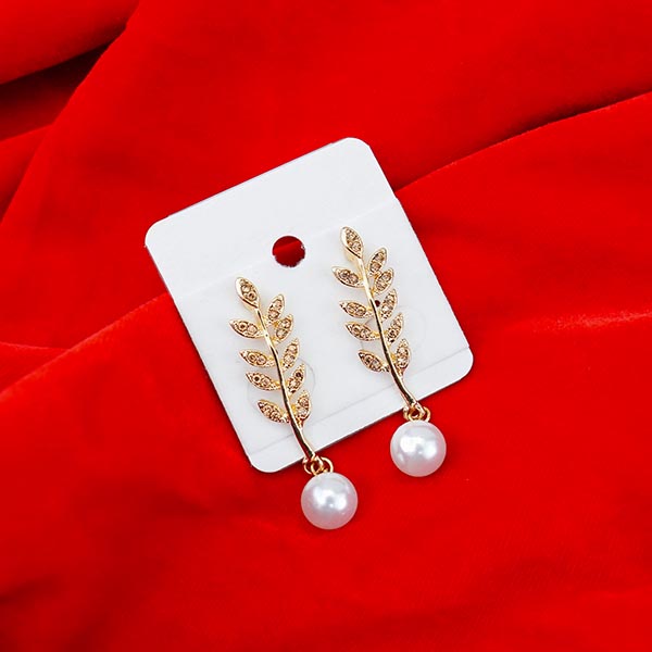 Dazzling Stone Studded Golden Earrings