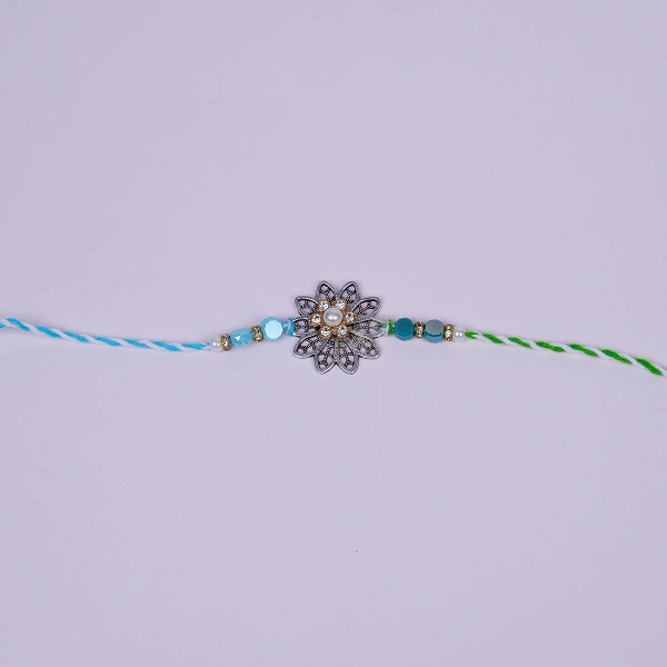 Floral Blue Bead Rakhi for Brother
