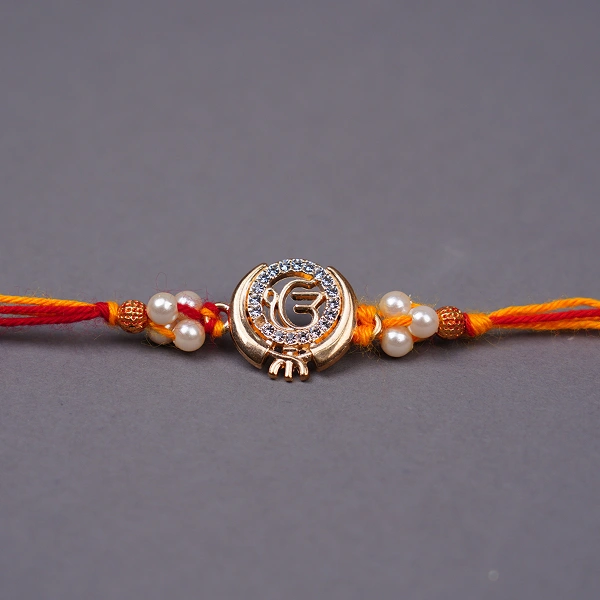Onkar Gold Stone Beaded Designer Rakhi for Brother