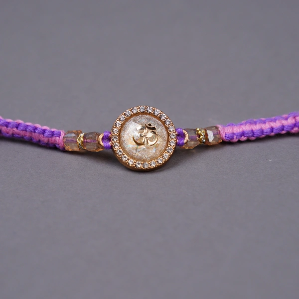 Royal Purple Designer Rakhi for Brother with Roli Chawal