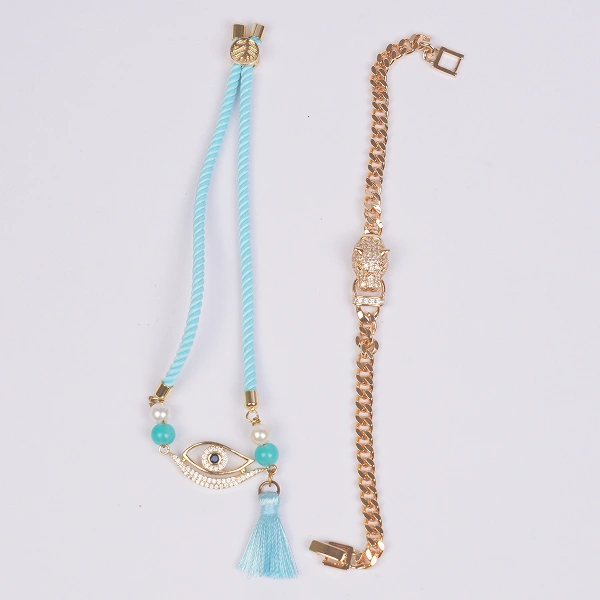 Royal Blue Premium Rakhi Bracelet Set