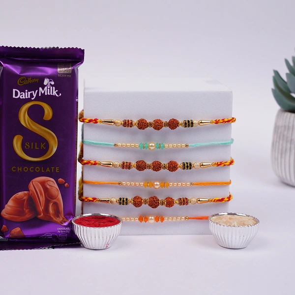 Divine Rudraksh Family Rakhi with Silk Chocolates