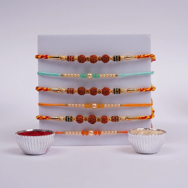 Divine Rudraksh Family Rakhi with Silk Chocolates