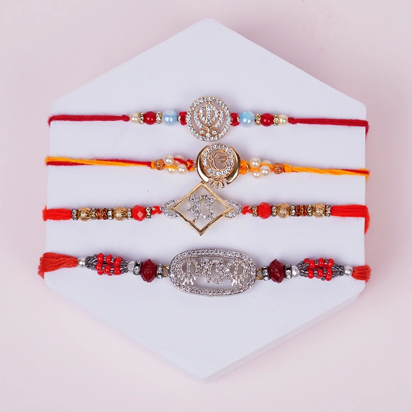 Set of 4 Rakhi with Choco Delight Gift Hamper