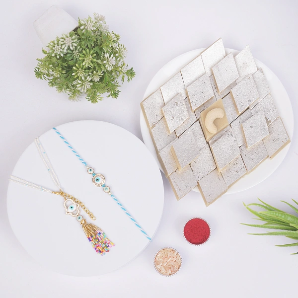 Premium Bhaiya Bhabhi Rakhi with Kaju Katli Box