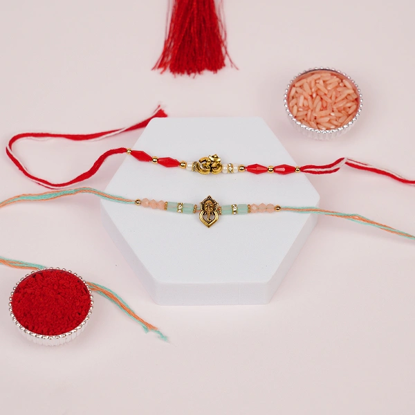 Divine Om Ganesha Rakhi Set with Roli Chawal