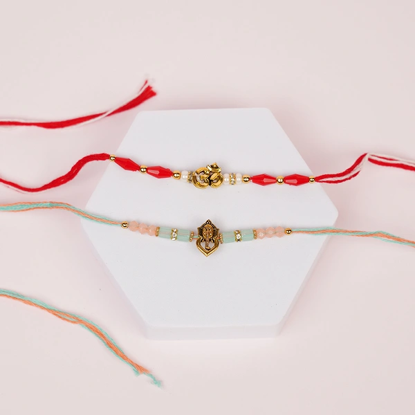 Divine Om Ganesha Rakhi Set with Roli Chawal