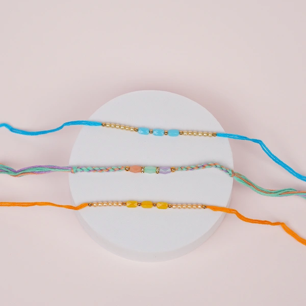 Set of 3 Beaded Rakhi for Brother with Greeting Card