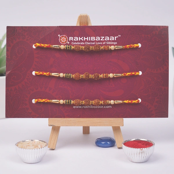 Sacred Rudraksha Rakhi Collection of 3