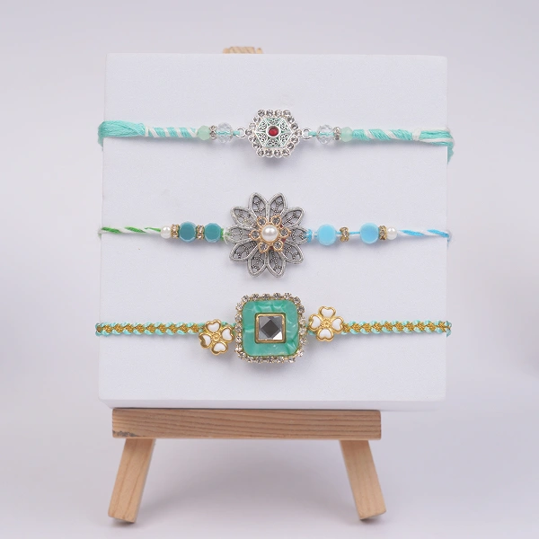 Premium Rakhi Set of 3 with Roli Chawal