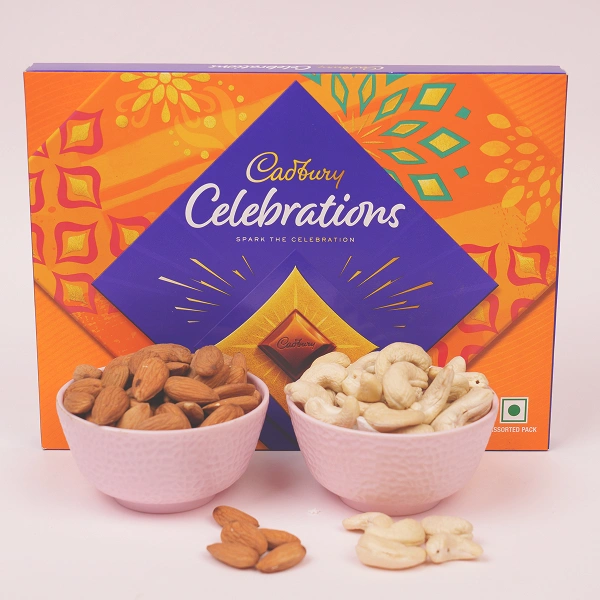 Luxury Rakhi Gift Combo with Dry Fruits, Celebration Pack