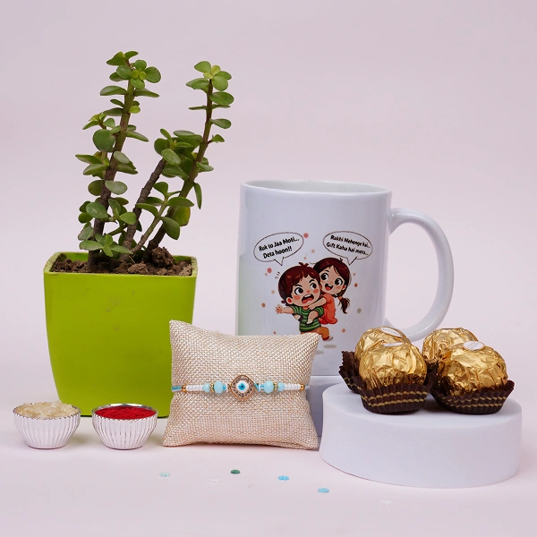 Lucky Jade Plant Rakhi Gift Box