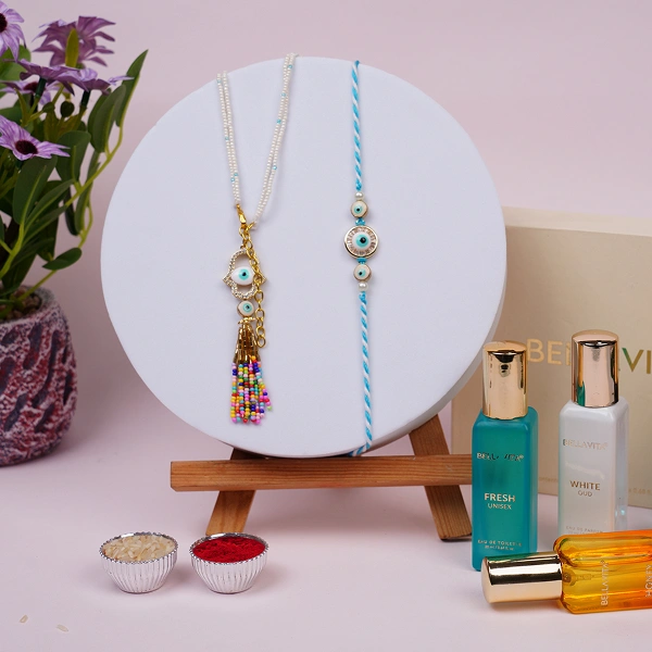 Blue Evil Eye Bhaiya Bhabhi Rakhi Hamper