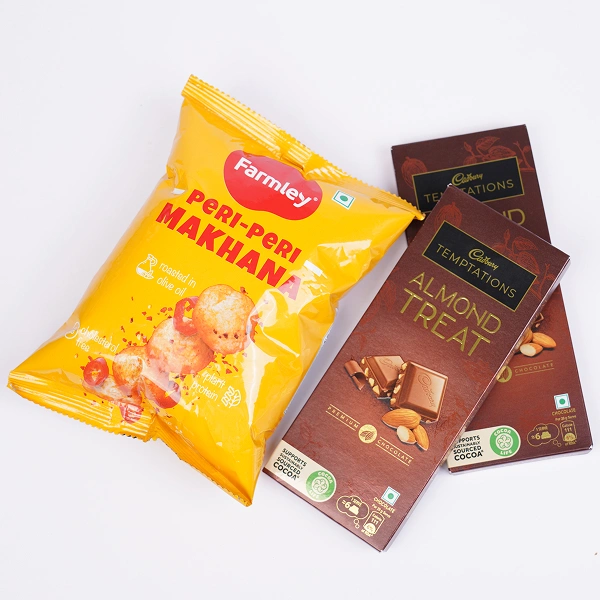 Krishna Rakhi Gift Box with Temptation Chocolates and Makhana