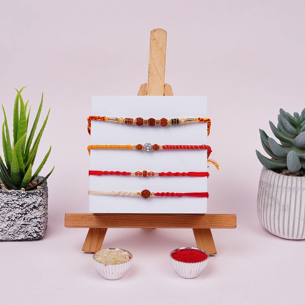 Traditional Designer Rakhi Set of 4 for Brother