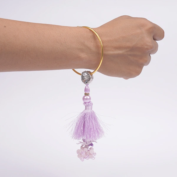 Premium Lavender Tassel Lumba Rakhi Bracelet for Bhabhi
