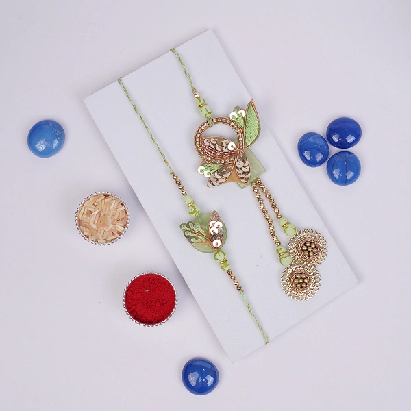 Mint Leaf Bhaiya Bhabhi Rakhi Set