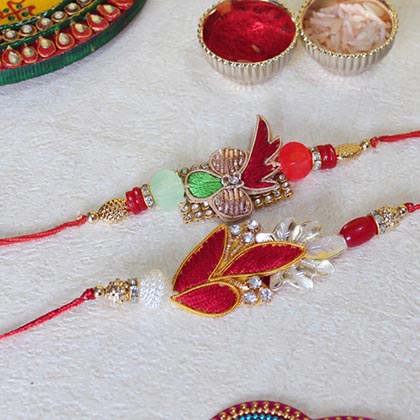 Multicolored Beaded Zardosi Rakhis