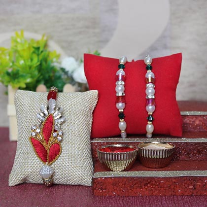 Pearl & Zardosi Rakhi Set
