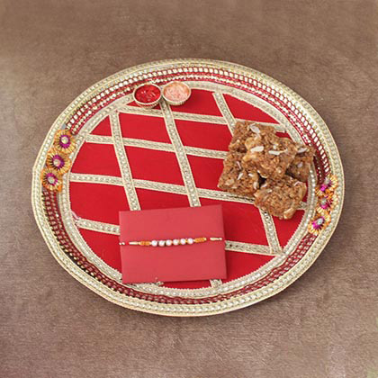 Amazing Puja Thali with Rakhi