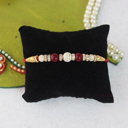 Leaf Shaped Thali with Beaded Rakhi