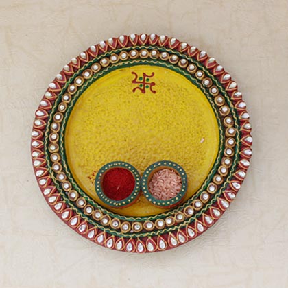 Rakhi with Pretty Designer Thali