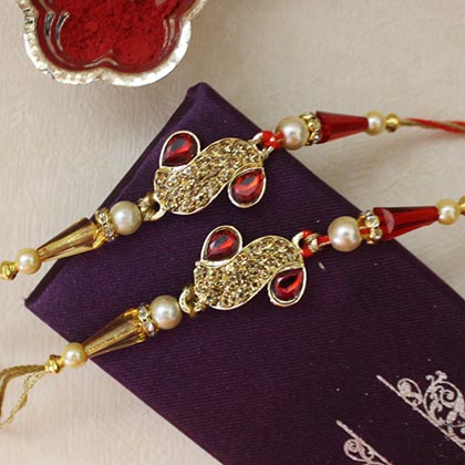 2 Sparkling Golden Rakhis