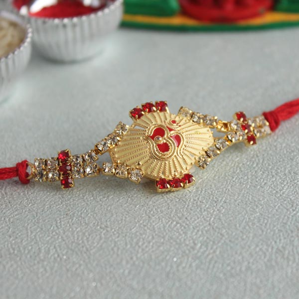 Pristine Om Golden Rakhi